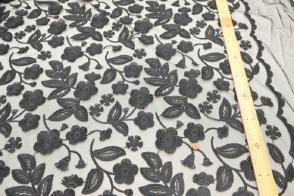 Photo6: 【1米 價格】🟡日本製｜💢 非 現貨｜100% Polyester ~ 薄紗｜剌繡 花朵｜2026年 (6)