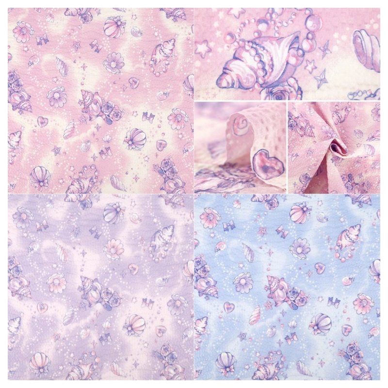 Photo1: 👍🏻夏日小童裙推薦布【日本選物｜預訂商品（約15–20日到貨）】🟥日本製｜100% 棉｜貝殼、愛心、絲帶、星星和玫瑰｜2026年 3月 (1)