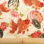Photo8: 🌸和風感覺滿滿【日本選物｜預訂商品（約15–20日到貨）】🟡日本製｜100% 棉 床單厚度｜百華繚蘭 金魚與和傘圖案｜2026年 4月｜附【8款實用建議 及 迷你斜孭袋 建議用布量 參考】 (8)