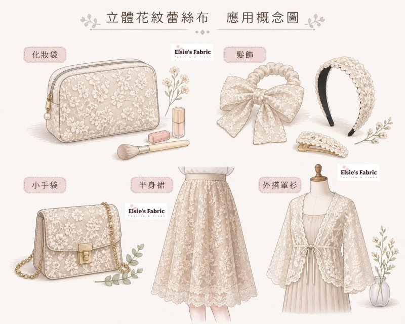 Photo1: 💖高級布料【日本選物｜預訂商品（約15–20日到貨）】🟡日本製｜聚酯纖維立體花紋蕾絲布｜花朵｜2026年｜附【5款實用建議 及 半身裙 建議用布量 參考】