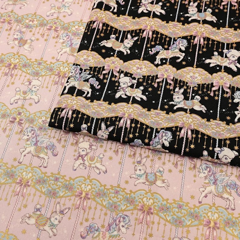 Photo2: ✨金色閃粉印花【日本選物｜預訂商品（約15–20日到貨）】🔴日本製｜100% 棉 床單厚度｜可愛動物 旋轉木馬｜2026年 5月 (2)