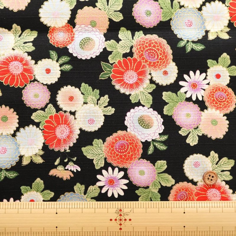 Photo2: 💖帶有自然細緻光澤感及挺身效果【日本選物｜預訂商品（約15–20日到貨）】🟡日本製｜100% 棉 薄 Shantung 布料 布面帶有不規則竹節紋理，富有手作與天然質感｜花朵 小菊｜2026年 5月 (2)