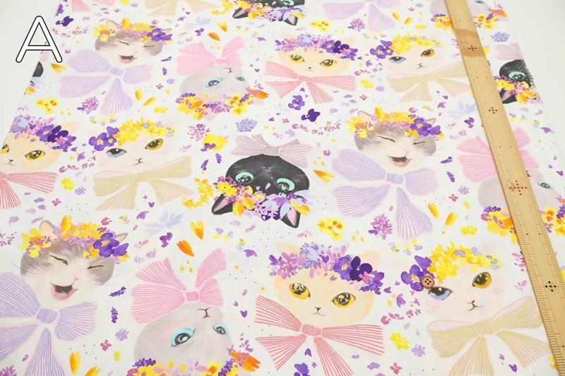 Photo4: 🐱花貓【日本選物｜預訂商品（約15–20日到貨）】🟡日本製｜100% 棉 床單厚度 噴墨印花｜「nora.」花貓 動物｜2026年 6月 (4)
