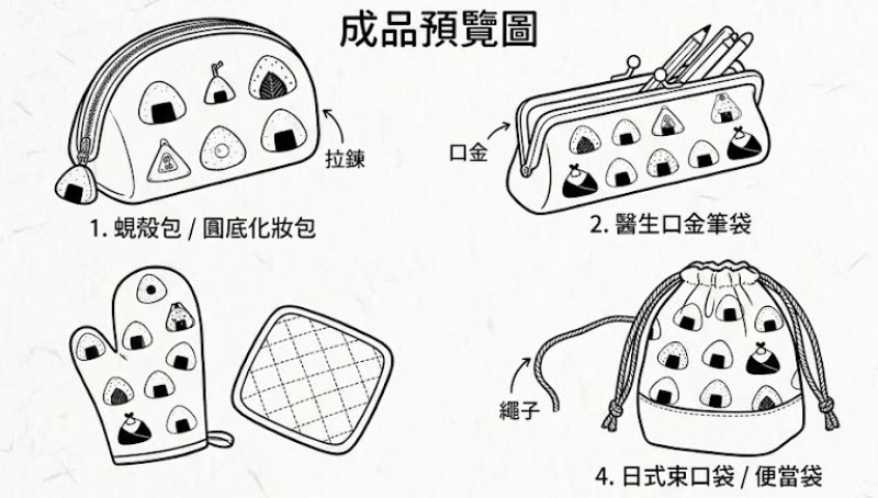 Photo2: 💖活潑可愛🏷️ 現貨清倉｜‼️ 不享 滿 $250 包郵 ‼️不享 滿 $600 減 $30｜💢 粉 0.5y 現貨｜🇹🇼 台灣布｜厚棉｜和風御飯糰｜💡附 多項建議用途、【日式束口袋 教學】