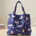 Photo2: 🐱做夢的小貓與月亮【日本選物｜預訂商品（約 20 日到貨）】🟤日本製｜100% 棉 床單厚度 噴墨印花｜童話插畫風、動物、貓、貓頭鷹、月亮、星星 ｜2026年 7月 (2)
