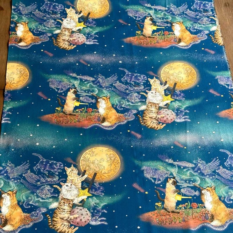Photo2: 🐱月光下的貓【日本選物｜預訂商品（約 20 日到貨）】🟣日本製｜100% 棉 薄 噴墨印花｜365 CAT.ART 繪本世界、神秘的魔法色彩、動物、暹羅貓、虎斑貓、長毛白貓、小星球、狐狸｜2026年 7月 (2)