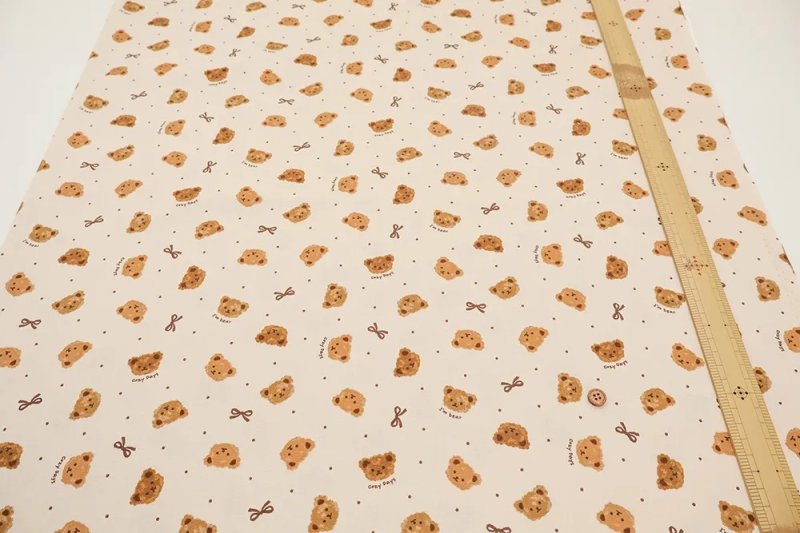 Photo6: 🐻手繪風小熊頭像【日本選物｜預訂商品（約 20 日到貨）】🟡日本製｜100% 棉 ~ 牛津布｜動物 無辜感的小熊 日系復古｜2026年 7月 (6)