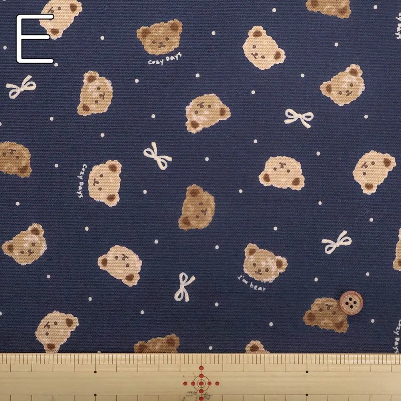 Photo4: 🐻手繪風小熊頭像【日本選物｜預訂商品（約 20 日到貨）】🟡日本製｜100% 棉 ~ 牛津布｜動物 無辜感的小熊 日系復古｜2026年 7月 (4)