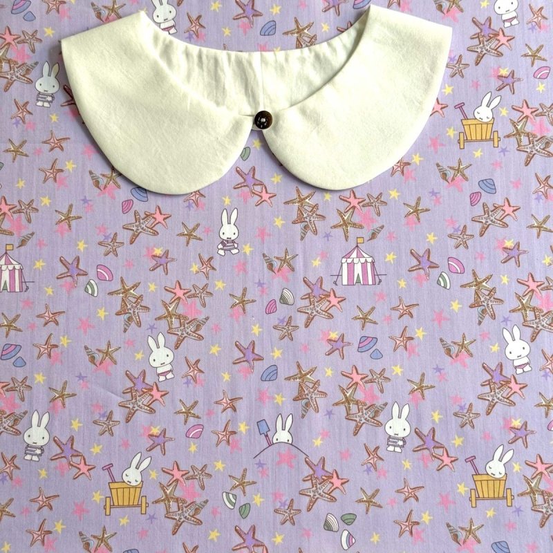 Photo8: Seaside Escape🐰Miffy【預訂商品（約 20日到貨）】🟣日本製｜100% 棉 ~ Liberty Tana Lawn 棉布 💡非常輕薄💡柔軟💡透氣💡表面帶有一種類似絲綢咁光滑細緻嘅質感｜⭐米菲⭐貝殼、海螺、海星⭐Miffy在海邊⭐懷舊氣息｜2026年 7月 (8)