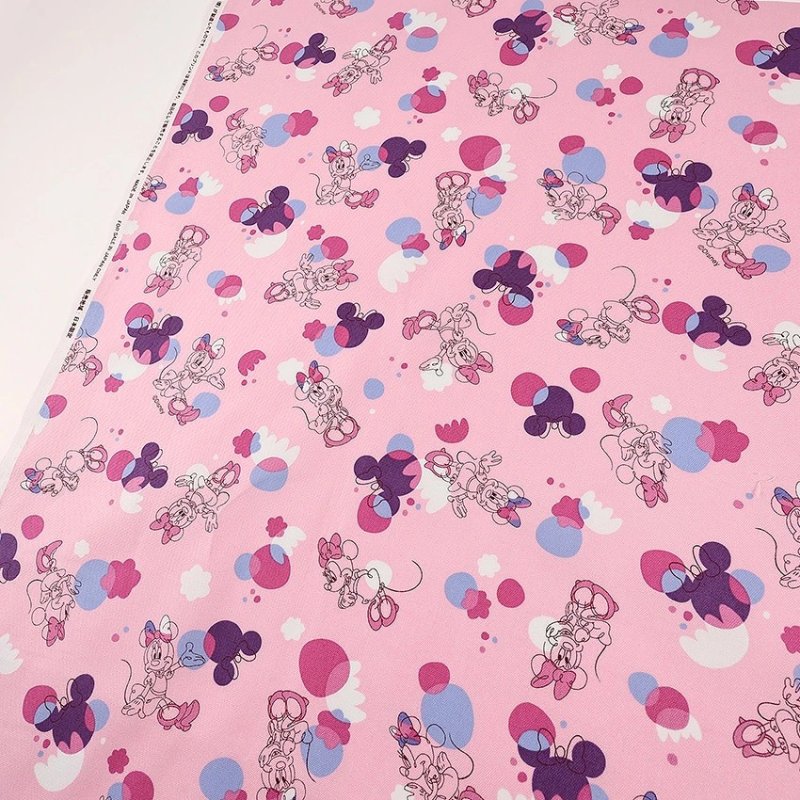 Photo6: 💕Minnie Mouse【預訂商品（約 20日到貨）】🔴日本製｜100% 棉 ~ 牛津布｜Disney Minnie Mouse 花朵與米妮 剪影｜2026年 7月 (6)