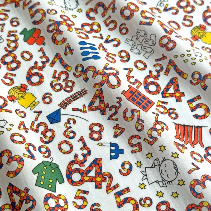 Photo3: Counting🐰Miffy【預訂商品（約 20日到貨）】🟣日本製｜100% 棉 ~ Liberty Tana Lawn 棉布 💡非常輕薄💡柔軟💡透氣💡表面帶有一種類似絲綢咁光滑細緻嘅質感｜⭐米菲計數⭐蠟燭、蘋果、襪子、湯匙和風箏｜2026年 7月 (3)