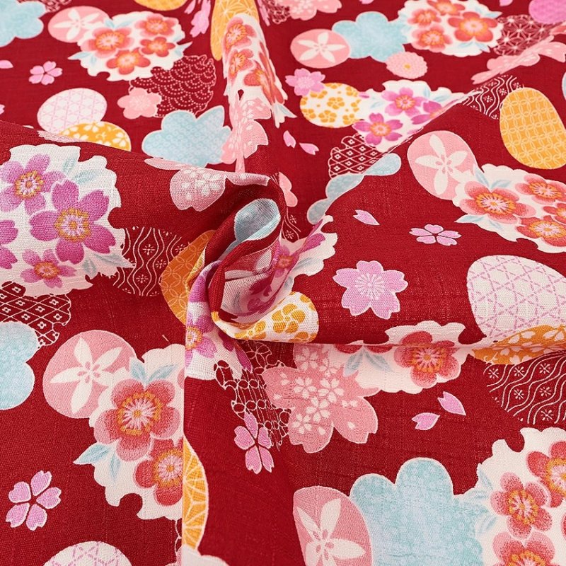 Photo3: 🌸 櫻花【日本選物｜預訂商品（約20日到港）】🔴日本製｜100% 棉 薄 十字織棉布｜櫻花、梅花以及傳統幾何圓形花紋｜2026年 8月 (3)