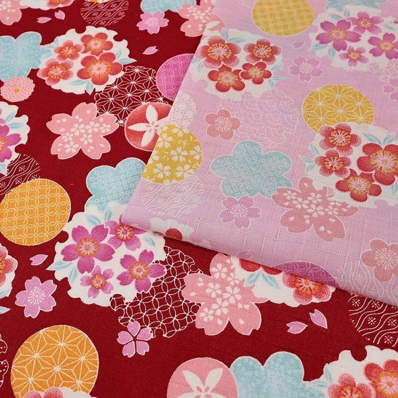 Photo1: 🌸 櫻花【日本選物｜預訂商品（約20日到港）】🔴日本製｜100% 棉 薄 十字織棉布｜櫻花、梅花以及傳統幾何圓形花紋｜2026年 8月 (1)