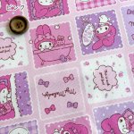Photo6: 💕MY MELODY【預訂商品（約 20日到貨）】🟣日本製｜100% 棉 ~ 牛津布｜Sanrio 美樂蒂照鏡子 氣球 可愛復古圖案｜2026年 8月 (6)
