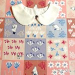 Photo3: 💕姆明【預訂商品（約 20日到港）】🟣日本製｜100% 棉 ~ 牛津布｜MOOMIN × 河東梨香 森林與花朵之間 拼布風｜2026年 9月 (3)