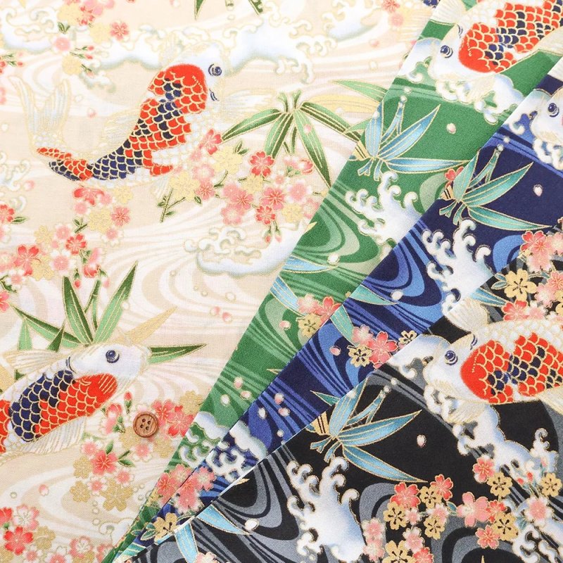 Photo1: 🇯🇵鯉魚【日本選物｜預訂商品（約 20 日到港）】🟡日本製｜100% 棉 床單厚度｜傳統日本和風 錦鯉、浪花與櫻花｜2026年 9月 (1)