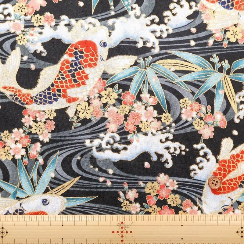 Photo7: 🇯🇵鯉魚【日本選物｜預訂商品（約 20 日到港）】🟡日本製｜100% 棉 床單厚度｜傳統日本和風 錦鯉、浪花與櫻花｜2026年 9月 (7)