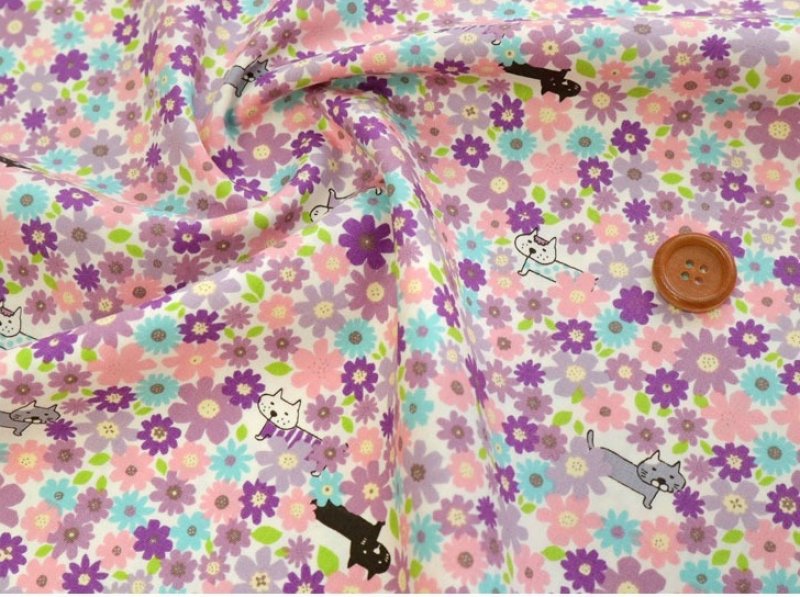 Photo1: 💕Cotton Kobayashi【日本選物|預訂商品(約 20日到港)】🟤日本製|100% 棉 "Broadcloth / 府綢" 偏薄、輕盈 摸起來平滑、細緻且親膚|花畑貓 動物 花海|2026年 9月