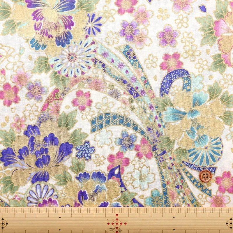 Photo3: 🇯🇵吉祥緞帶紋樣【日本選物｜預訂商品（約 20 日到港）】🟡日本製｜100% 棉 床單厚度｜和風 日式 友禪染風格 牡丹 櫻花 菊花 流水與扇 千代紙 友禪紙圖案｜2026年 9月 (3)