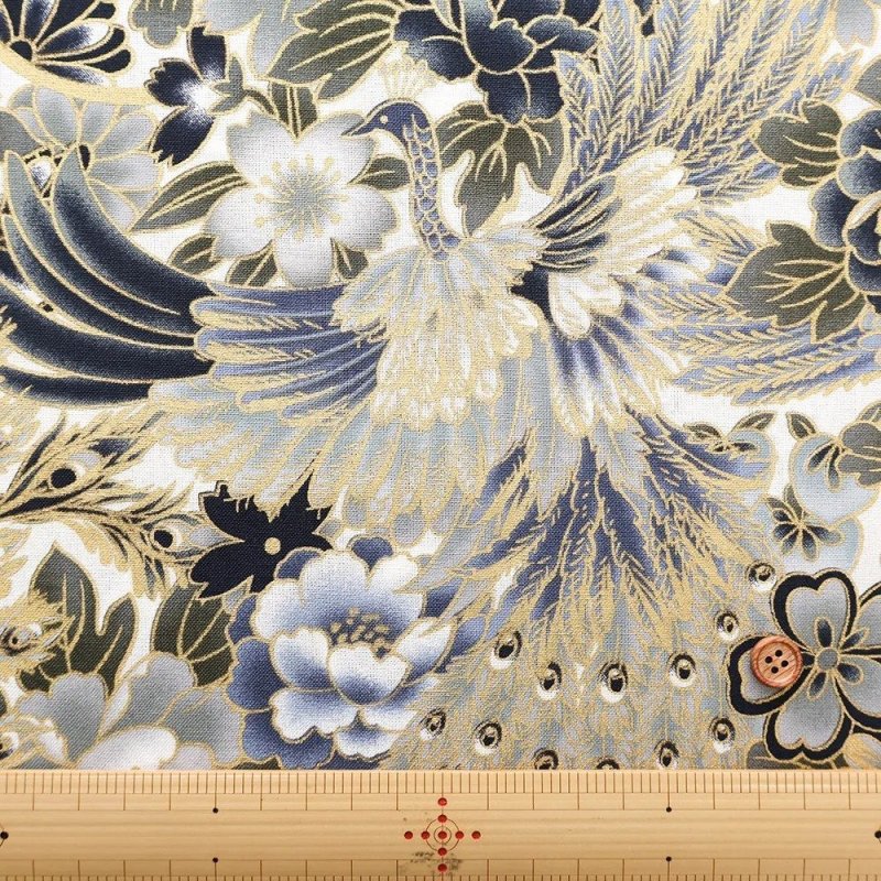 Photo2: 🇯🇵華麗孔雀與牡丹花卉金彩圖騰【日本選物｜預訂商品（約 20 日到港）】🟡日本製｜100% 棉 床單厚度｜和風 日式 百花之王 富貴與吉祥 櫻花 梅花 金色線條勾邊｜2026年 9月 (2)
