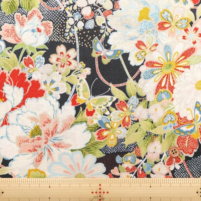 Photo7: 🇯🇵大牡丹【日本選物｜預訂商品（約 20 日到港）】🟡日本製｜100% 棉 床單厚度｜和風 日式 日系友禅風 Yuzen 大花圖案 牡丹、菊、藤花、蝴蝶｜2026年 10月 (7)