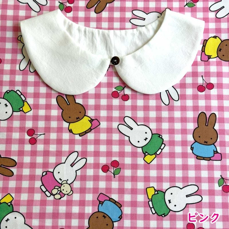 Photo5: 🐰Miffy【預訂商品（約 20日到港）】🟣日本製｜100% 棉 ~ 牛津布｜Miffy & Friends Melanie 小熊 櫻桃 格紋｜2026年 10月 (5)