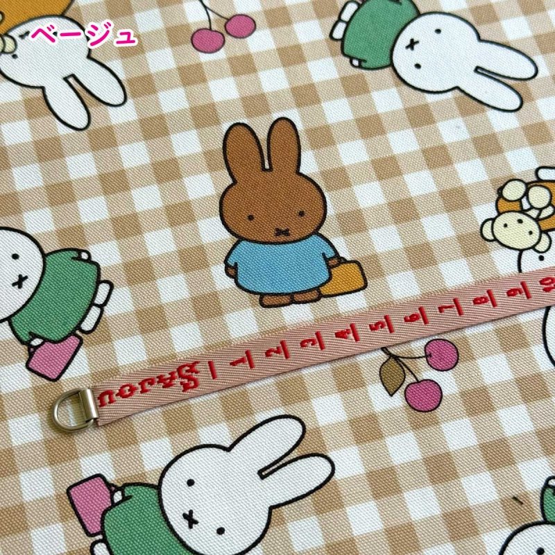 Photo2: 🐰Miffy【預訂商品（約 20日到港）】🟣日本製｜100% 棉 ~ 牛津布｜Miffy & Friends Melanie 小熊 櫻桃 格紋｜2026年 10月 (2)