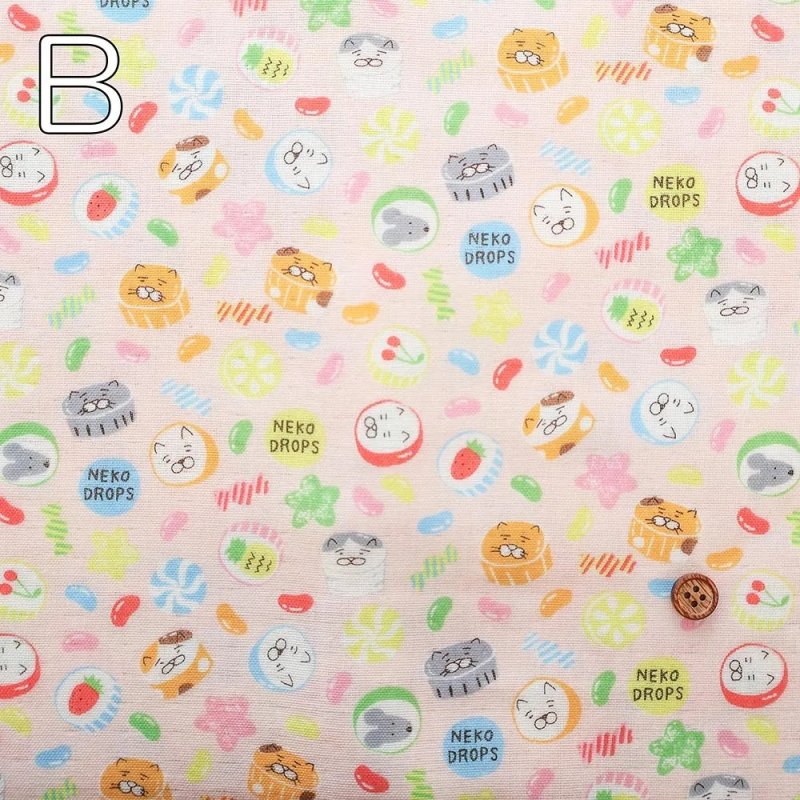 Photo5: 🐱 愉快貓咪系列【日本選物｜預訂商品（約 20 日到港）】🟤日本製｜100%棉 雙層紗布 ｜Cotton Kobayashi 貓咪臉孔與繽紛糖果｜2026年 10月 (5)
