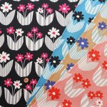 Photo2: 🌷鬱金香與小花【日本選物｜預訂商品（約 20 日到港）】🟡日本製｜100% 棉 牛津布｜復古北歐風格 條紋葉片｜2026年 10月 (2)