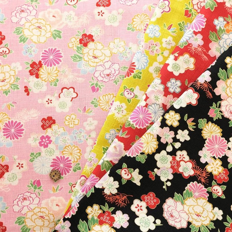 Photo1: 🌸日本傳統花卉【日本選物｜預訂商品（約 20日到港）】🟡日本製｜100% 棉 薄 多臂織法｜櫻花、牡丹、菊花 和風金線或幾何元素｜2026年 10月 (1)
