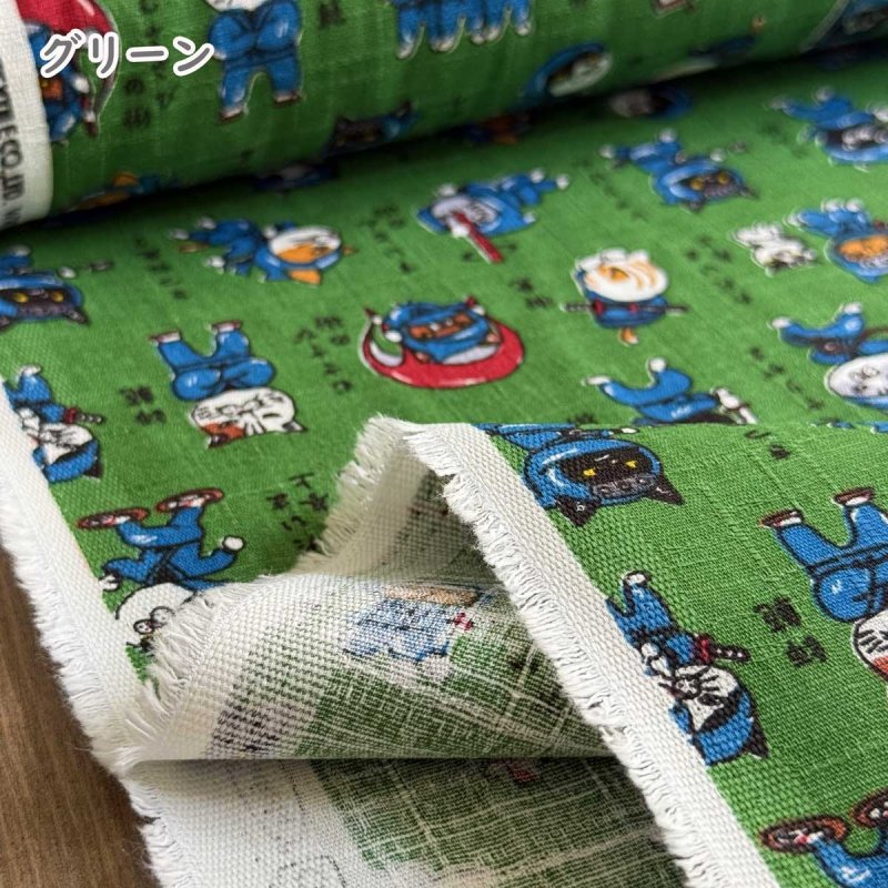 Photo6: 🐱忍者貓【日本選物｜預訂商品（約 20日到港）】🟡日本製｜100% 棉 薄 多臂織法｜動物 和風 忍術｜2026年 10月 (6)