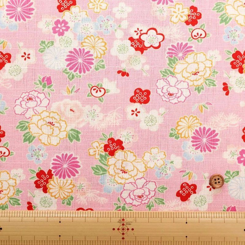 Photo3: 🌸日本傳統花卉【日本選物｜預訂商品（約 20日到港）】🟡日本製｜100% 棉 薄 多臂織法｜櫻花、牡丹、菊花 和風金線或幾何元素｜2026年 10月 (3)