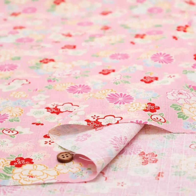 Photo4: 🌸日本傳統花卉【日本選物｜預訂商品（約 20日到港）】🟡日本製｜100% 棉 薄 多臂織法｜櫻花、牡丹、菊花 和風金線或幾何元素｜2026年 10月 (4)