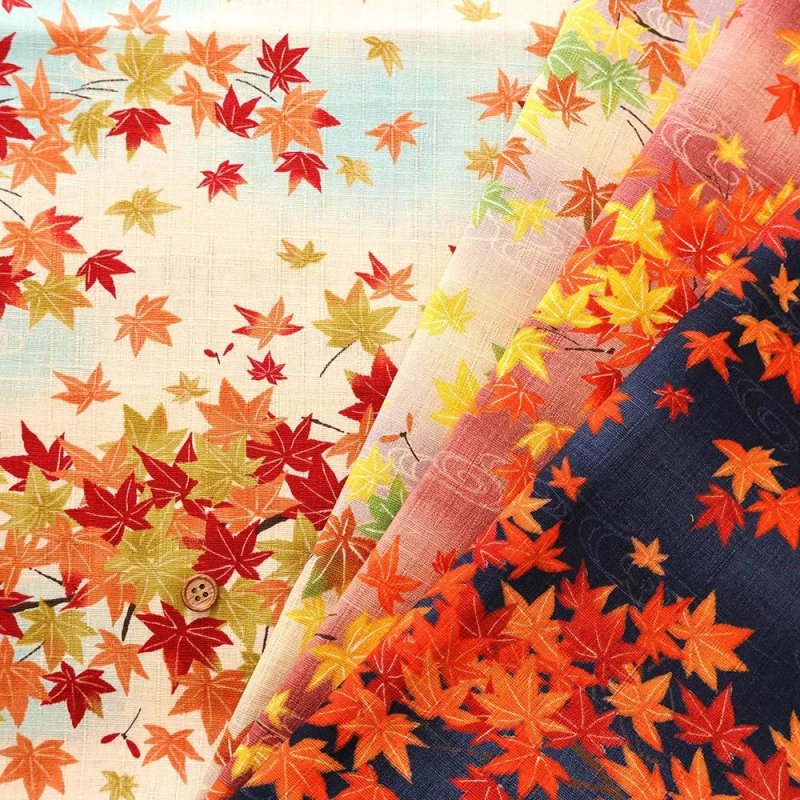 Photo1: 🍁楓葉【日本選物｜預訂商品（約 20日到港）】🟡日本製｜100% 棉 薄 南十字變化織｜和風 日式 流動水波紋 Momiji｜2026年 10月 (1)