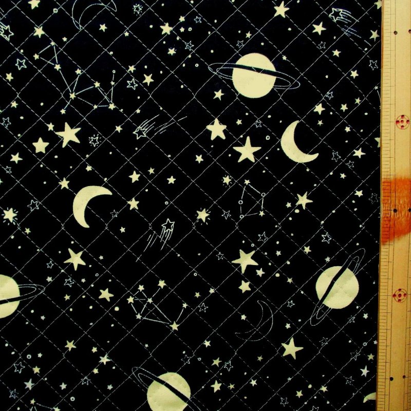 Photo1: 💫星空【日本選物｜預訂商品（約 20 日到港）】🔵日本製｜絎縫 車棉布｜黑底金色星空 宇宙｜2026年 10月 (1)