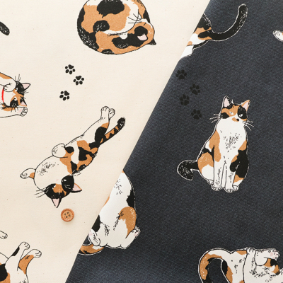 【1米 價格】🟡日本製｜💢 非 現貨｜100% 棉 ~ 牛津布｜動物 貓 三色貓 calico cat｜2025年 5月